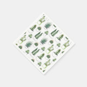 水彩サボテンと多肉質 スタンダードカクテルナプキン (角)