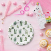 水彩サボテンと多肉質 ペーパープレート (パーティー)