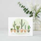 水彩サボテンのかわいい鉢植えの植物のメモ ポストカード (スタンド正面)