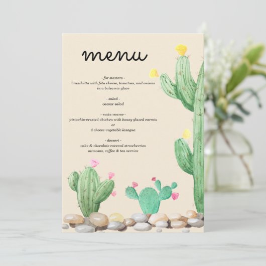 水彩サボテンのカード&ギフトサイン メニュー (スタンド正面)