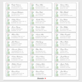 水彩サボテンのゲストの住所。発送ラベル シール