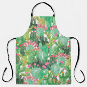 水彩サボテンのシームレスな模様 エプロン (正面)
