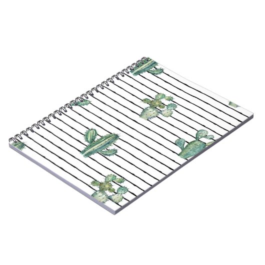 水彩サボテンのシームレスな模様 ノートブック (左側)