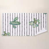 水彩サボテンのシームレスパターン バスタオル (バスタオル)