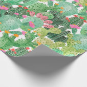 水彩サボテンのシームレスパターン ラッピングペーパー (角)