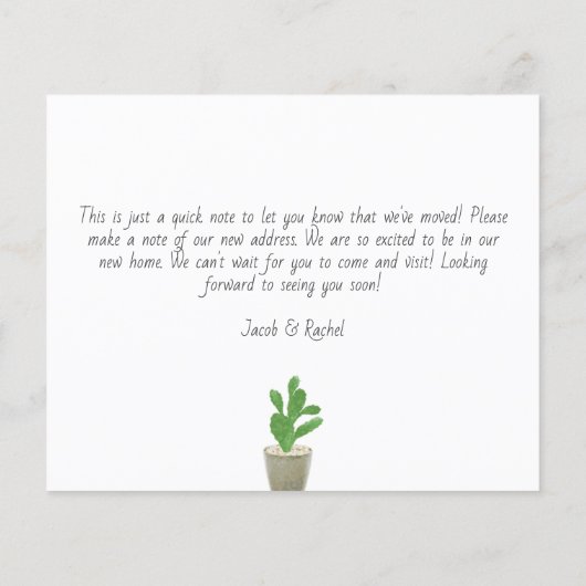 水彩サボテンの引っ越しました移動告知 (裏面)