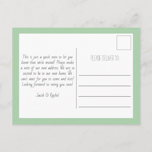 水彩サボテンの引っ越しました移動告知 ポストカード (裏面)