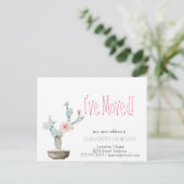 水彩サボテンの新しい住所 案内ポストカード (スタンド正面)