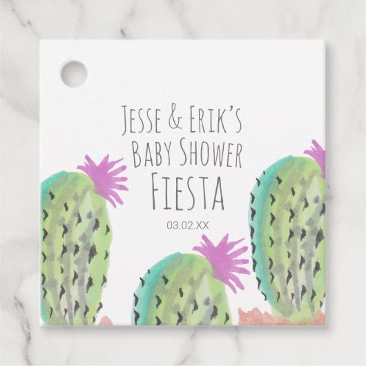 水彩サボテンの植物の手の赤絵を描ちゃんシャワー フェイバータグ (正面)