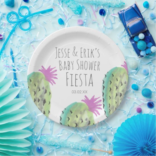 水彩サボテンの植物の手の赤絵を描ちゃんシャワー ペーパープレート (パーティー)