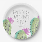水彩サボテンの植物の手の赤絵を描ちゃんシャワー ペーパープレート (正面)