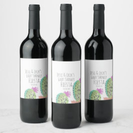 水彩サボテンの植物の手の赤絵を描ちゃんシャワー ワインラベル