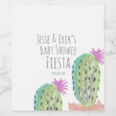 水彩サボテンの植物の手の赤絵を描ちゃんシャワー ワインラベル (シングルラベル)