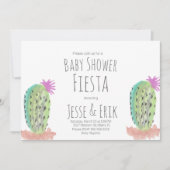 水彩サボテンの植物の手の赤絵を描ちゃんシャワー 招待状 (正面)