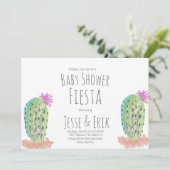 水彩サボテンの植物の手の赤絵を描ちゃんシャワー 招待状 (スタンド正面)