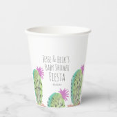 水彩サボテンの植物の手の赤絵を描ちゃんシャワー 紙コップ (正面)