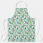 水彩サボテンの植物パターン エプロン (正面)
