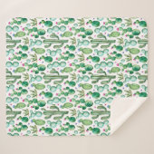 水彩サボテンの植物パターン シェルパブランケット (正面(横))