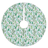 水彩サボテンの植物パターン ブラッシュドポリエステルツリースカート (正面)