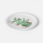 水彩サボテンの花の漫画 ペーパープレート (アングル)