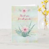 水彩サボテンをしてくれてありがとう カード (黄色い花)