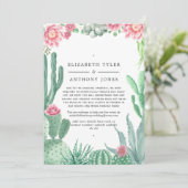 水彩サボテンウェディング 縮小されたゲストリスト 案内状 (スタンド正面)