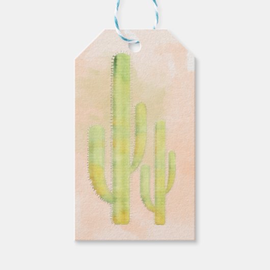 水彩サボテンシンプルズサウスウエストパーティーの好意 ギフトタグ (正面)