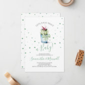 水彩サボテンテーマグリーンベビーシャワー招待状 ノートカード (正面/裏面インサイチュ)