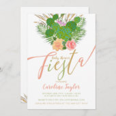 水彩サボテンフィエスタベイビーシャワーフラワーズ 招待状 (正面/裏面)