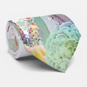 水彩サボテンフローラストライプデザイン ネクタイ (ロール)