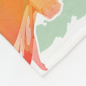 水彩サボテンフローラストライプデザイン フリースブランケット (角)