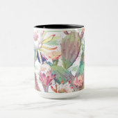 水彩サボテンフローラストライプデザイン マグカップ (中央)