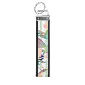 水彩サボテンフローラストライプデザイン リストバンドキーホルダー (鍵トップ)