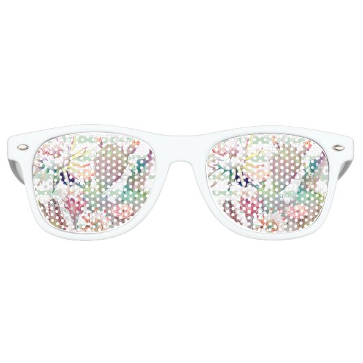 水彩サボテンフローラストライプデザイン レトロサングラス (正面)