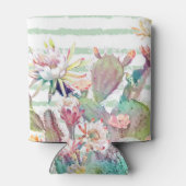 水彩サボテンフローラストライプデザイン 缶クーラー (裏面)