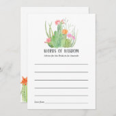 水彩サボテンブライダルシャワーの言葉の知恵 アドバイスカード (正面/裏面)