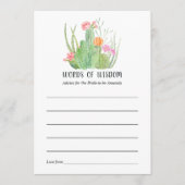 水彩サボテンブライダルシャワーの言葉の知恵 アドバイスカード (正面)