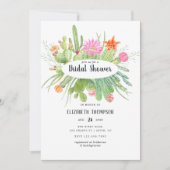 水彩サボテンブライダルシャワー 招待状 (正面)
