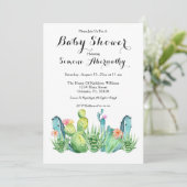 水彩サボテンベビーシャワー招待状 招待状 (スタンド正面)