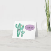 水彩サボテンママとベビーありがとうございます サンキューカード (正面)