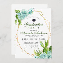 水彩サボテンユーカリ卒業パーティー