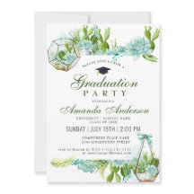 水彩サボテンユーカリ卒業パーティー