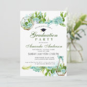 水彩サボテンユーカリ卒業パーティー 招待状 (スタンド正面)