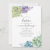 水彩サボテン乳汁洗礼 招待状 (正面)