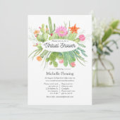 水彩サボテン仮想ベビーシャワー 招待状 (スタンド正面)