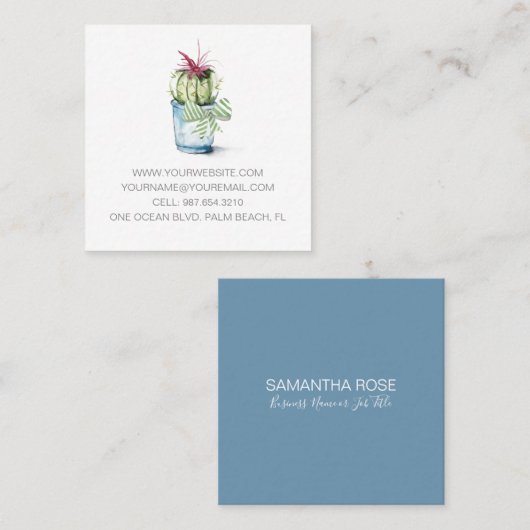 水彩サボテン名刺 スクエア名刺 (正面/裏面)