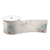 水彩サボテン吸汁包装紙 サテンリボン (リール)