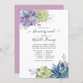 水彩サボテン多肉乳児シャワー（郵便） 招待状