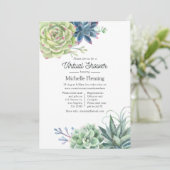 水彩サボテン多肉仮想ベビーシャワー 招待状 (スタンド正面)