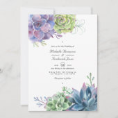 水彩サボテン多肉多肉質QRコード結婚s 招待状 (正面)